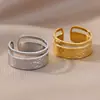 Estilo Ins Novo Anel de Aço Inoxidável Fundido para Homens e Mulheres Anel de Casal Joias Banhadas a Ouro 18K Anel Aberto Ajustável