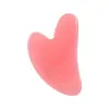 Massageador Facial de Rolo Beleza Facial Cristal Rosa Real Jade Empurrar Rosto Rolo de Dupla Cabeça Raspador em Formato de Coração Bastão de Massagem Facial