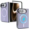 Adequado para capa de celular iPhone Duo, carregamento sem fio, MagSafe, suporte de carro, capa flip magnética, capa protetora dobrável de couro