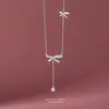 Colar de Prata S925 com Laço Feminino Luxo Acessível Nicho Corrente da Clavícula Outono e Verão 2022 Novo Tendência Acessórios de Luxo Acessíveis Estiloso