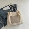 Bolso Tote Tejido Vintage Ins Estilo Vacacional Bolso Tejido de Paja Bolso de Hombro Gran Capacidad Bolso de Compras Bolso de Playa Bolso de Color en Contraste