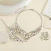 Collar Vintage Estilo Corte Transfronterizo, Pendientes, Pulsera, Juego de Joyería de Cristal, Accesorios de Moda de Alta Gama para Bodas y Banquetes