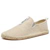 Sapatos de Pano Respiráveis Old Beijing para Homens, Sapatos Casuais de Lona Slip-On com Corda de Cânhamo, Sapatos de Pescador Masculinos, Respiráveis e Confortáveis