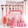 Conjunto de Ferramentas de Beleza Multi-Peça Transfronteiriço com 30 Peças: Pincéis de Maquiagem, Esponjas de Pó, Conjunto Grande para Lavagem Facial
