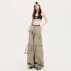 Jeans de trabajo de pierna ancha estilo americano para mujer, nuevo diseño primavera temprana 2026, multibolsillos, corte holgado, pantalones rectos adelgazantes