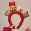Desenho animado divertido filhote de cachorro vermelho faixa de cabelo feminino cordeiro pelúcia bonito grampo de cabelo lavar rosto pressão faixa de cabelo infantil chapéu inverno