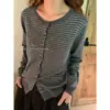 Cardigan de punto a rayas con estampado de estrellas para mujer, nuevo diseño de otoño, top de nicho