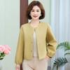 Casaco Curto Fashion para Mãe Feminino Outono 2024 Novo Solto para Mulheres de Meia-idade e Idosas Elegante Casual