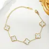 Pulseira Trevo de Quatro Folhas Quente Quente Feminina Design Nicho Moda Luxo Leve Estilo Igual de Celebridade da Internet Grama da Sorte Flor de Cinco Folhas Aço Titânio