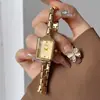 Reloj Pulsera Vintage Cacaxi, Movimiento Retro Compacto, Reloj Pequeño Dorado, Reloj de Pulsera Artístico Rectangular de Lujo Ligero A258