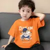 Camisetas de Verão com Estampa de Desenho Animado para Crianças, Camisetas Finas de Gola Redonda Soltas, Roupas Infantis, Camisetas de Algodão Puro de Manga Curta para Meninos