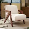 Silla Richard Estilo Chino Sofá Individual para Sala de Estar Silla de Sofá de Diseñador Balcón Retro Francés Ocio Silla de Sofá de Madera Maciza