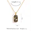 Moda en Joyería Transfronteriza Collar de Acero Inoxidable Colgante Tridimensional de Gota de Aceite Rectangular Cadena Versátil para la Clavícula Tarot Cielo Estrellado