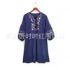 Vestido bordado étnico primavera y verano nuevo comercio exterior transfronterizo algodón y lino bordado suelto vestido de mujer venta al por mayor