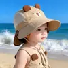 Sombrero de Pescador de Protección Solar de Verano para Bebé con Ala Ancha Linda y Parasol de Malla Fina Desmontable para Niños y Niñas
