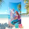 Toalla de Playa Temu Transfronteriza Más Vendida Lindo Dibujo Animado Estampado de Animales Marinos La Sirenita Toalla de Baño Infantil
