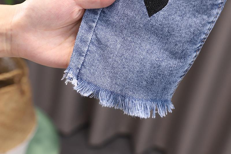 立领娃娃衬+黑桃心牛仔