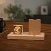 Portalápices de Madera Maciza y Cristal, Luz de Noche, Decoración de Escritorio Feng Shui, Regalo Empresarial Creativo, Regalo de Cumpleaños para Estudiante, Recuerdo