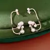 Brincos de Argola com Pérolas e Zircônia, Únicos e Estilosos, Brincos de Estilo Minimalista de Nicho, Luxo Leve, Sensação de Alto Padrão, Acessórios de Orelha Exquisitos para o Dia a Dia Venda por Atacado