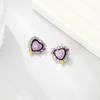 Zhou Yutong con aretes de amor esmaltados retorcidos con diamantes de color, aretes para niña, marea, corazón brillante, aguja de plata S925