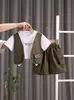 Ropa Nueva de Verano para Niños, Chaleco Patchwork para Niños Pequeños y Medianos, Pantalones Cortos de Manga Corta, Conjunto de Dos Piezas, Traje de Verano para Niño Gentleman