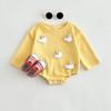 Ropa de Algodón para Bebé Otoño, Manga Larga, Dibujos Animados, Pato Kodak, Hongo, Envoltorio, Ropa Gruesa, Cuello Redondo, Todo en Uno