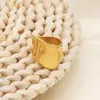 Joyería Lele Moda Europea y Americana Elegante Versátil Asimétrico Exagerado Brillante Ancho Geométrico Anillo Joyería de Mano de Acero Inoxidable para Mujer