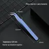 Aço inoxidável cotovelo pontiagudo preto anti-estático pinça atacado nail art manual conta de mão reparação especial clip set