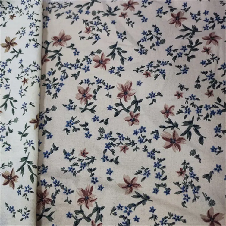 磨毛印花白底红花3