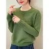 Suéter Delgado de Punto Fino con Cuello Redondo para Mujer de Invierno 2026 Nuevo Estilo Súper Hermoso Holgado Sensación de Alta Gama Tejido Base Hueco