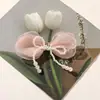 Super estilo fada em renda romântica com laço de pérola artificial DIY estilo suave e bonito acessório de cabelo presilha lateral acessório para roupa e bolsa