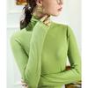 Camisa de base de lijado grueso nueva de otoño e invierno con top de cuello alto sencillo