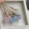 Pingente de Pedra Olho de Gato Colorido em Forma de Cabaça Joia Corrente para Clavícula de Cabaça Rosa Presente para Amigas Pingente de Boa Sorte