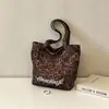 Estampado de Leopardo Gran Capacidad Elegante Versátil Estilo Coreano Estilo Ins Bolso de Hombro Único Bolso de Mano Casual Retro para el Trabajo Bolso Tote Moda