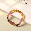 Pulsera de Citrino Natural Mingtai Crystal, Cuentas de Cinabrio, Cristal Amarillo Tower de Nicho, Cristal de Fresa, Pulsera Pixiu para Mujer