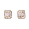 Conjunto de colar com pingente quadrado de diamante e brincos para meninas, novo, transfronteiriço, conjunto de joias com retenção de cor cobre puro para mulheres, atacado