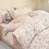 Juego de ropa de cama de cuatro piezas de algodón puro, juego de tres piezas totalmente de algodón para dormitorios de estudiantes, sábana individual y funda de edredón para uso doméstico