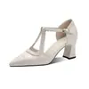 Sandalias Transfronterizas para Mujer, Ropa Exterior de Moda de Verano, Uso Medio, Hebilla de Una Línea en la Puntera, Tacón Grueso, Tacón Medio, Zapatos Individuales para Madre de Mujer, Talla Grande