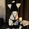 Man Yu Celebridad de Internet Suéter de Deseo Puro sin Espalda Chica Caliente Bodis de Cuello Alto Retro Lencería Cos Anime 9635