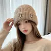 Gorro de lana bordado con estrella para mujer, circunferencia de cabeza grande, adelgazante, cálido gorro de punto de invierno, venta al por mayor