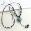 Collar de Cerámica Estilo Étnico Retro Joyería Diseño de Nicho Colgante de Corazón Cadena Larga para Suéter Simple Versátil Mayoreo