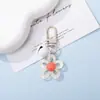 Pingente chaveiro de flor de resina transparente colorida DIY feito à mão decoração de bolsa com miçangas pequeno presente atacado