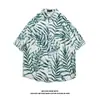 Camisa de Playa para Vacaciones en la Costa de Sanya para Hombre de Manga Corta Estampada Top de Secado Rápido Estilo del Sudeste Asiático Moderno