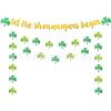 Festival irlandês festa trevo de quatro folhas Let The Shenanigans Begin letter glitter pink pull flag