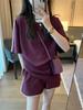 Comercio Exterior Europa y América Shorts de Pierna Ancha Camiseta Manga Corta para Mujer Dos Piezas Verano Talla Grande Suelto Adelgazante Traje Deportivo de Ocio