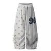 Pantalones Casuales de Estilo Americano con Estrellas y Rayas para Hombre, Nuevos Pantalones Deportivos Grises Holgados de Pierna Ancha, Caídos, de Longitud al Suelo, para Street Dance