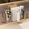 Caja de almacenamiento transparente acrílica para pared sin taladro, organizador de artículos de tocador para baño, estante multifuncional con compartimentos