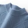 Nuevo Suéter de Cachemira Otoño e Invierno para Hombre de Cuello Alto Medio Engrosado Holgado Suéter Casual de Negocios Talla Grande Camiseta de Punto Base
