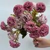 18 claveles cabeza ramo artificial falso flores artificiales de plástico adornos de sala de estar de alto nivel productos florales de boda
