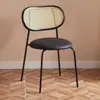 Silla de comedor para uso doméstico, silla vintage de lujo ligero de imitación ratán, silla moderna de restaurante para balcón, silla retro para casa de huéspedes con respaldo